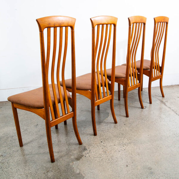 Mid Century Modern Dining Chairs Set 4 Highback Orange Rust Vintage Spindle Mcm - Image 2