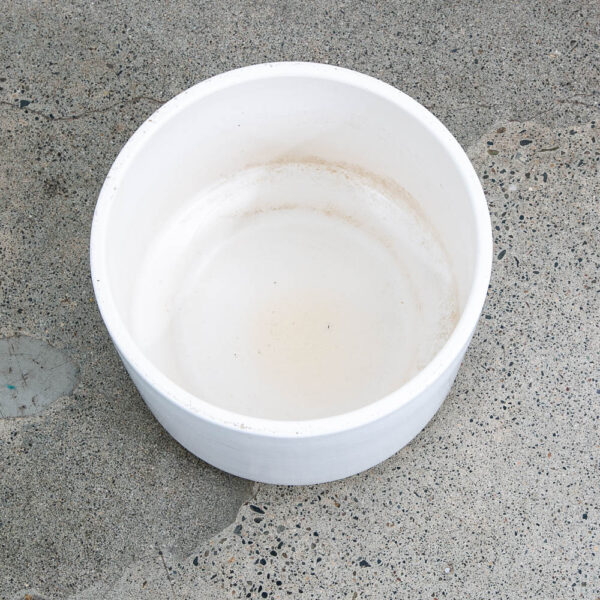 Mid Century Modern Planter White Gainey Ceramic Round Mcm 13.5" D Vintage Mcm - Image 3