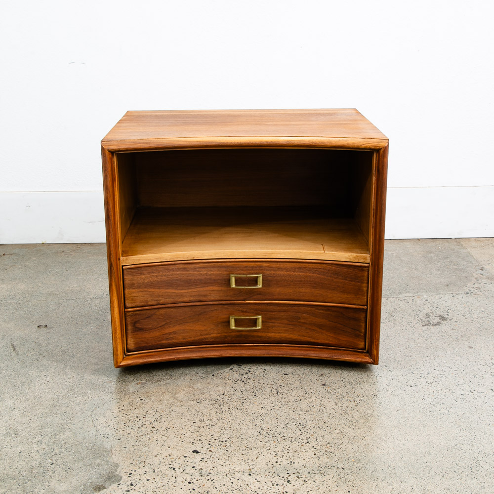 Mid Century Modern Nightstand End Side Table Walnut 2 Drawer Johnson Paul Frankl - Image 2