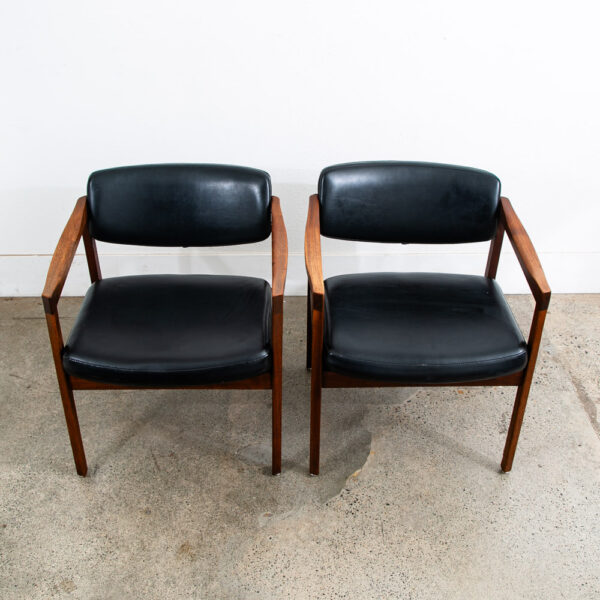 Mid Century Modern Dining Chairs Pair Solid Walnut Armchairs Captain Black Mcm - Image 10