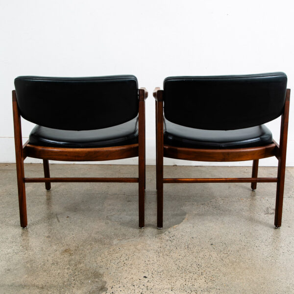 Mid Century Modern Dining Chairs Pair Solid Walnut Armchairs Captain Black Mcm - Image 4