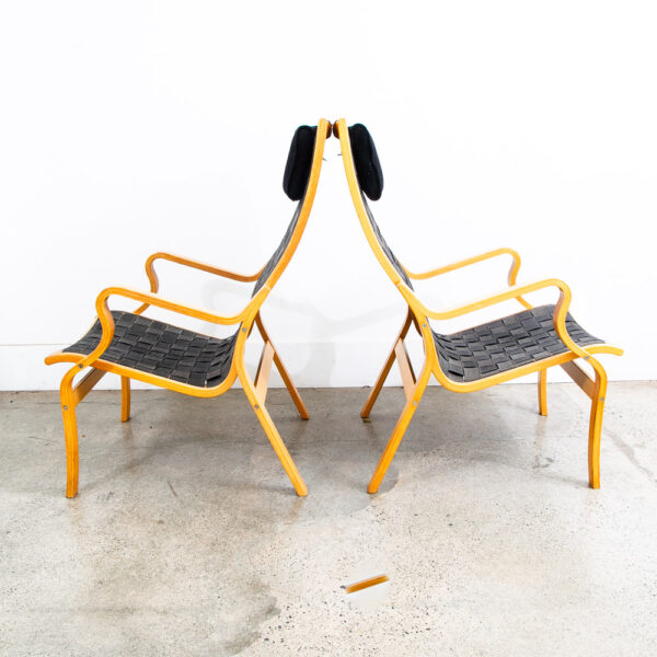 Mid Century Danish Modern Lounge Chair Set Armchair Black Finn Ostergaard Pair - Image 3