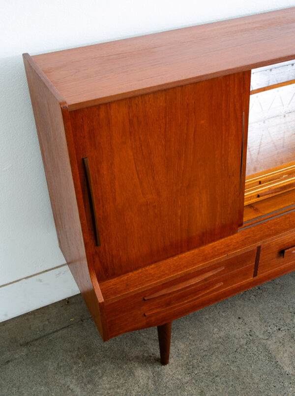 Mid Century Danish Modern Credenza Highboard Teak Wood 9 Drawers Bar Denmark Mcm - Image 8
