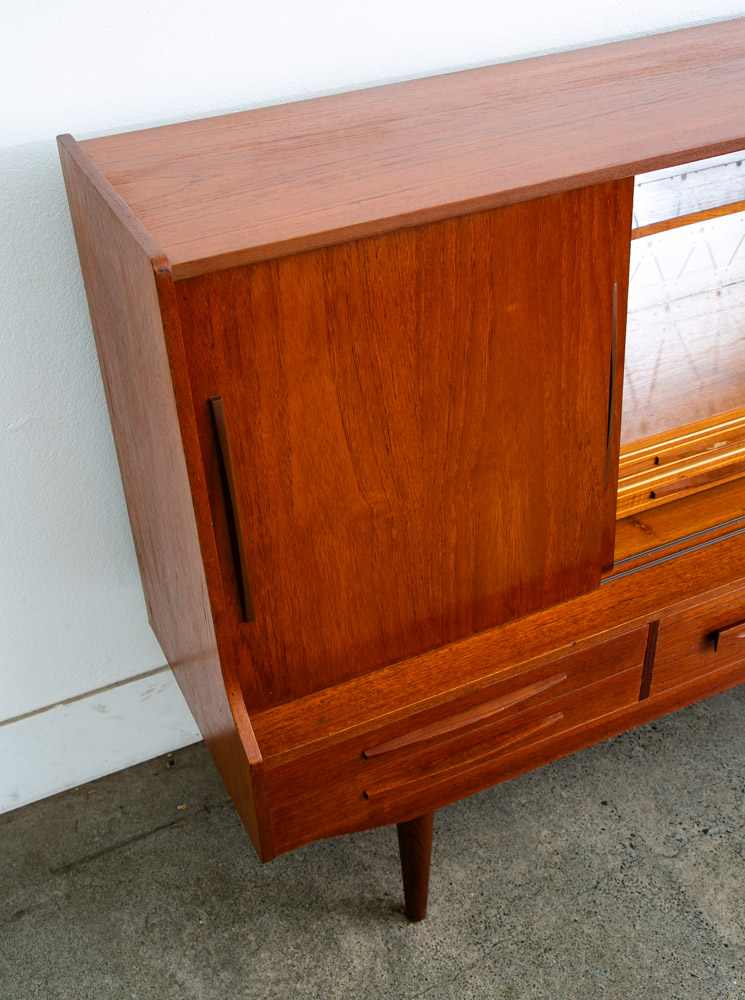 Mid Century Danish Modern Credenza Highboard Teak Wood 9 Drawers Bar Denmark Mcm - Image 8