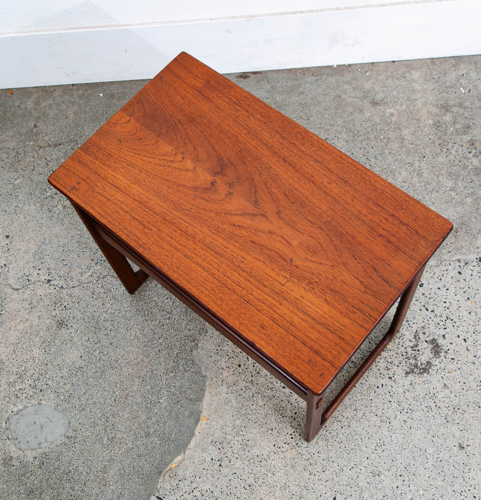 Mid Century Danish Modern Nightstand Table Side Teak Wood End Cane Shelf Denmark - Image 9