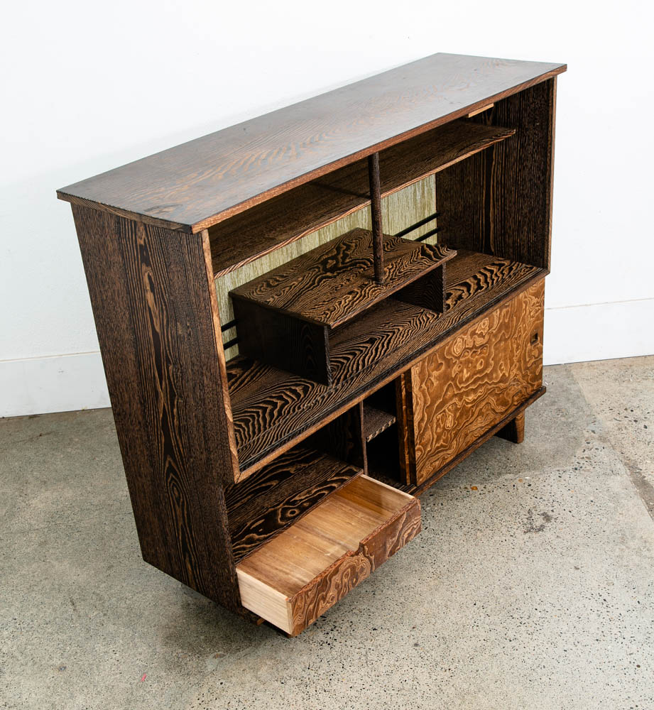 Vintage Cha Tansu Tea Cabinet Japanese Sliding Door Japan Custom Keyaki Wood - Image 6