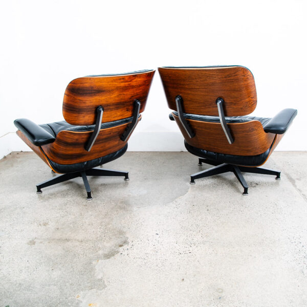 Mid Century Modern Lounge Chair Set Eames Herman Miller 670/671 Rosewood Pair - Image 4