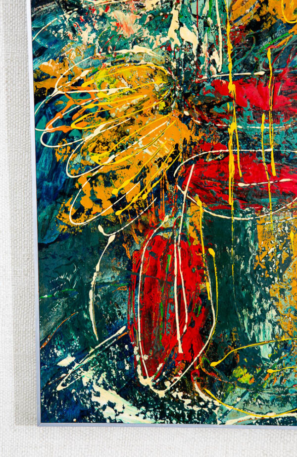 Mid Century Modern Painting Original Art Abstract Flowers Floral Colorful Signed - Image 9