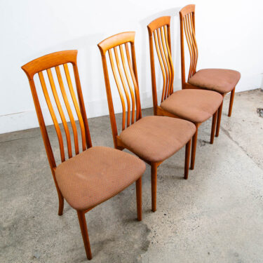 Mid Century Modern Dining Chairs Set 4 Highback Orange Rust Vintage Spindle Mcm