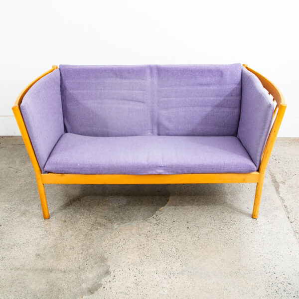 Mid Century Danish Modern Sofa Couch Erik Jorgensen Purple 2 Seat Denmark Wood - Image 2