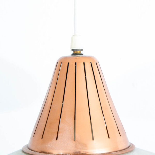 Mid Century Danish Modern Pendant Ceiling Lamp Light Copper Hanging Denmark Mcm - Image 9