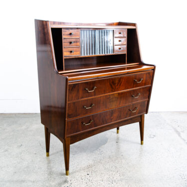 Mid Century Danish Modern Secretary Desk Walnut Draw Surface Office Mcm M