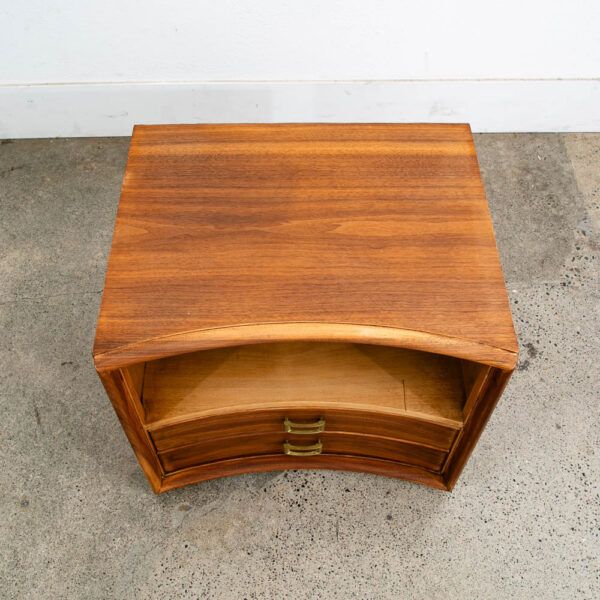 Mid Century Modern Nightstand End Side Table Walnut 2 Drawer Johnson Paul Frankl - Image 9