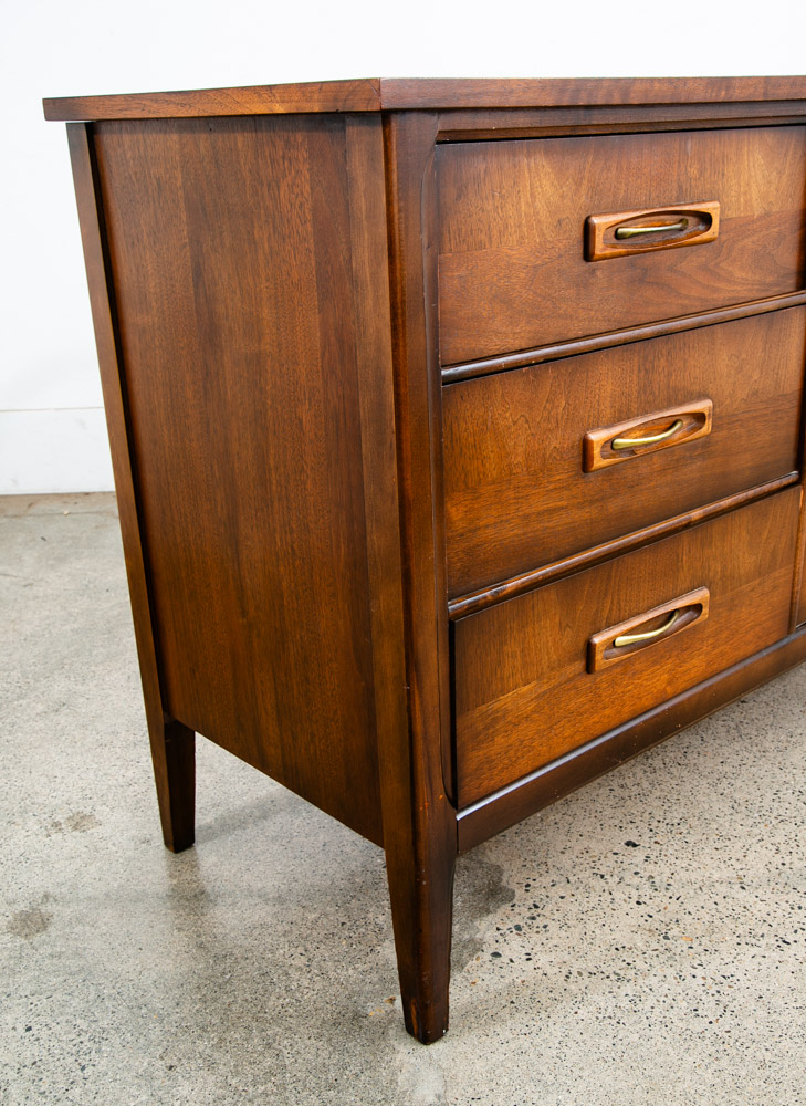 Mid Century Danish Modern Credenza Dresser Walnut 9 Drawer Danish Mcm Vintage - Image 11
