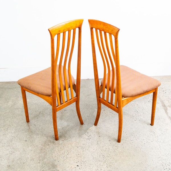Mid Century Modern Dining Chairs Set 4 Highback Orange Rust Vintage Spindle Mcm - Image 6