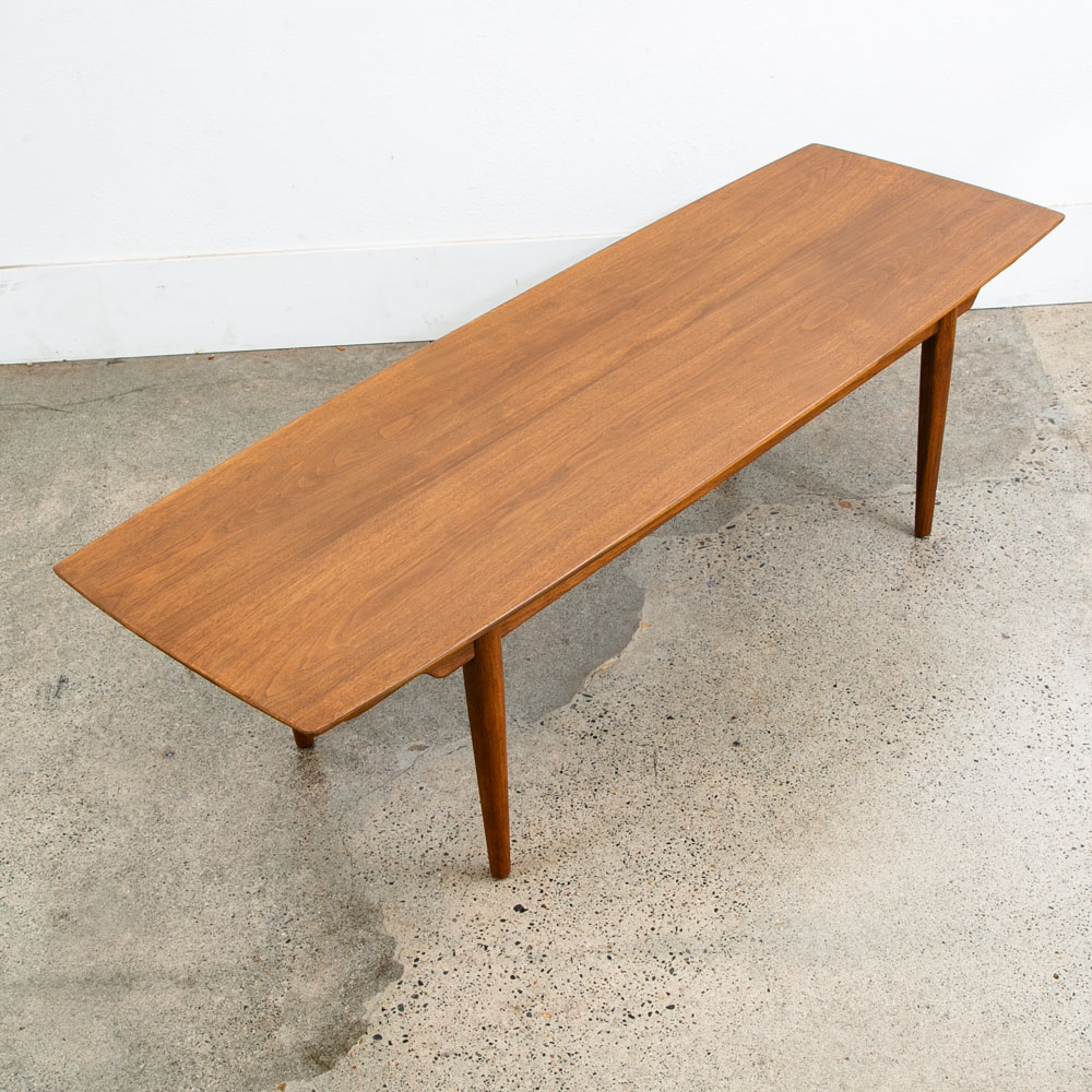 Mid Century Modern Coffee Table Walnut Heritage Henredon Vintage Surfboard Mcm - Image 12
