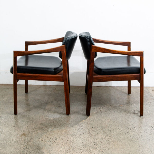Mid Century Modern Dining Chairs Pair Solid Walnut Armchairs Captain Black Mcm - Image 2