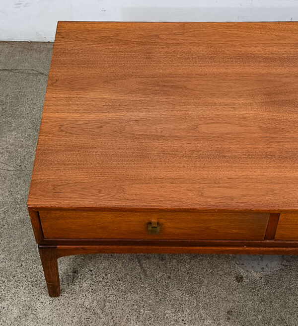 Mid Century Modern Coffee Table Large Walnut 3 Drawer Restored Brass Vintage Mcm - Image 10