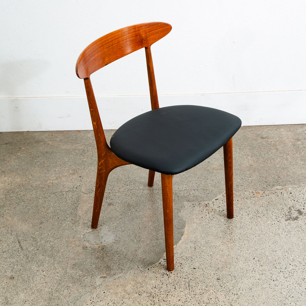 Mid Century Danish Modern Dining Chair Set Pair Two Kurt Ostervig Black Teak Oak - Image 7