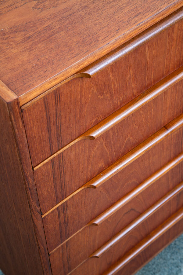 Mid Century Danish Modern Dresser Highboy 6 Drawer Teak Denmark Compact 30.5"W - Image 8