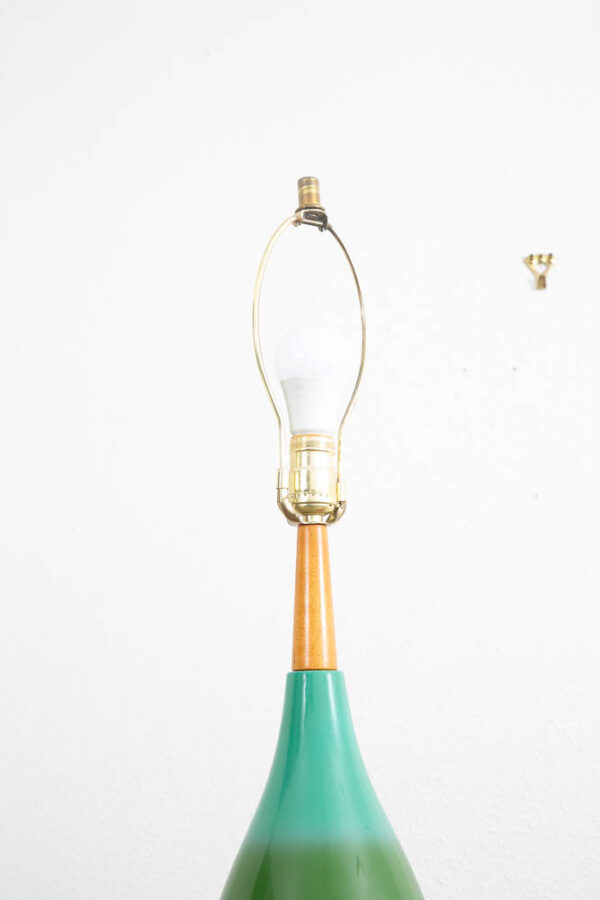 Mid Century Modern Table Lamp California Green Blue Wood Ceramic 60s Vintage Mcm - Image 7