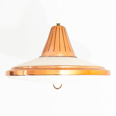 Mid Century Danish Modern Pendant Ceiling Lamp Light Copper Hanging Denmark Mcm