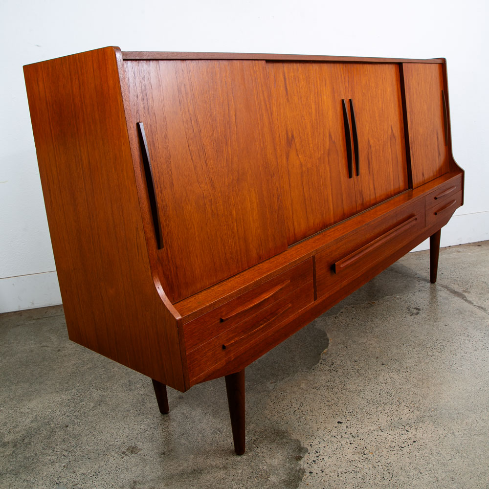 Mid Century Danish Modern Credenza Highboard Teak Wood 9 Drawers Bar Denmark Mcm - Image 2