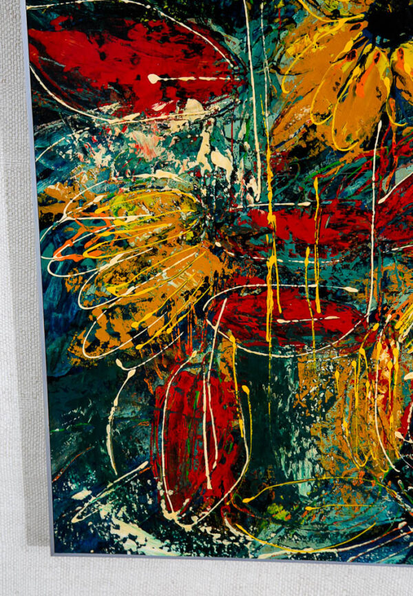 Mid Century Modern Painting Original Art Abstract Flowers Floral Colorful Signed - Image 12
