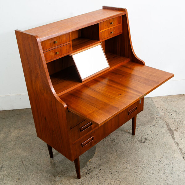 Mid Century Danish Modern Secretary Desk Bureau Denmark Teak Drawers Tibergaard - Image 6