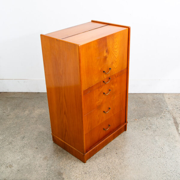 Mid Century Danish Modern Desk Vanity Office Wood 5 Drawers Denmark Mirror Mcm - Image 3