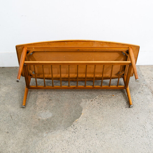 Mid Century Danish Modern Coffee Table Slat Shelf Teak Surfboard Vintage Mcm - Image 4
