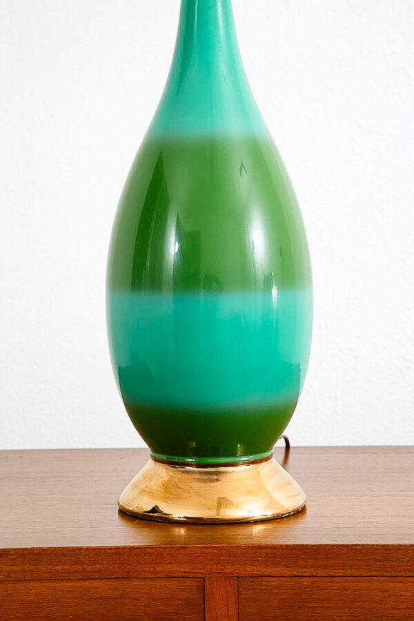 Mid Century Modern Table Lamp California Green Blue Wood Ceramic 60s Vintage Mcm - Image 6