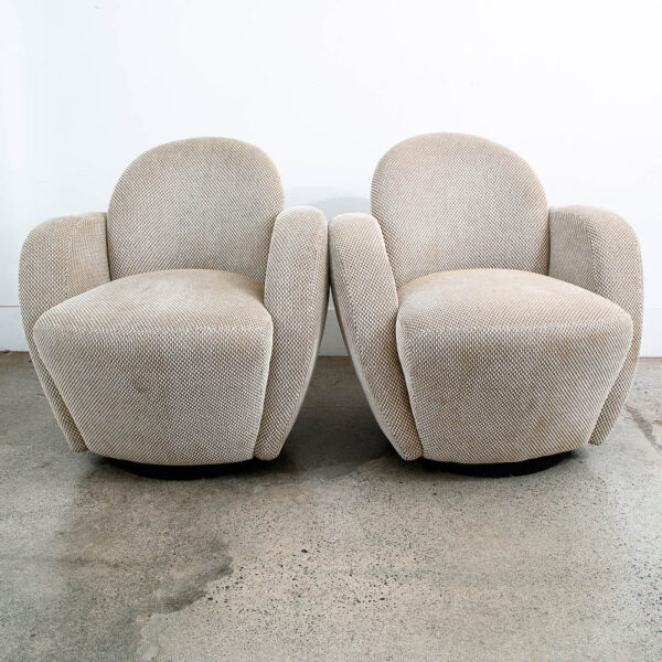 Modern Lounge Chairs Swivel Tan Larry Laslo Directional Vintage Mcm Contemporary - Image 2