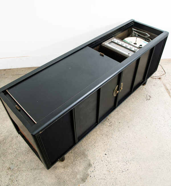 Mid Century Modern Stereo Console Record Player Magnavox Radio Black Vintage Mcm - Image 4