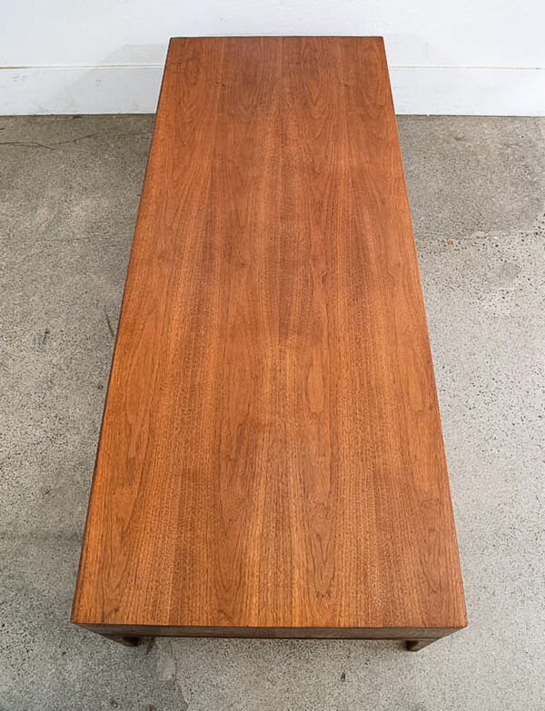 Mid Century Modern Coffee Table Large Walnut 3 Drawer Restored Brass Vintage Mcm - Image 5