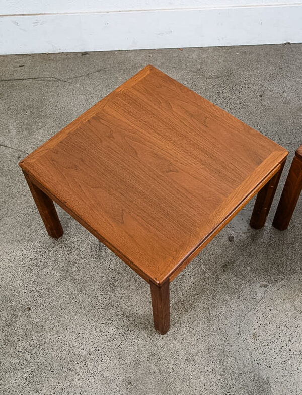 Mid Century Danish Modern End Tables Side Square Walnut Low Cube Nightstands Mcm - Image 7