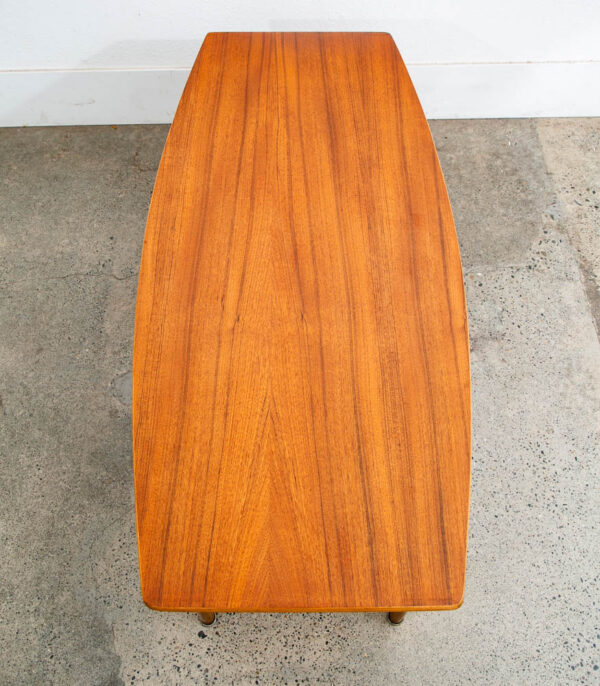 Mid Century Danish Modern Coffee Table Slat Shelf Teak Surfboard Vintage Mcm - Image 2