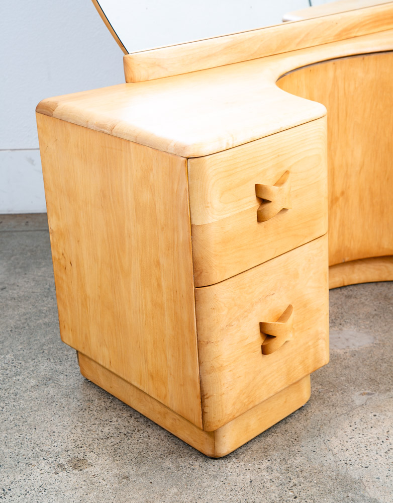 Mid Century Modern Vanity Dressing Table Heywood Wakefield Rio Round Mirror Mcm - Image 6