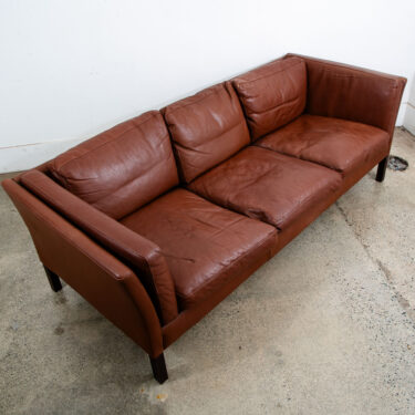 Mid Century Danish Modern Sofa Couch 3 Seater Brown Leather Stouby Seat Denmark