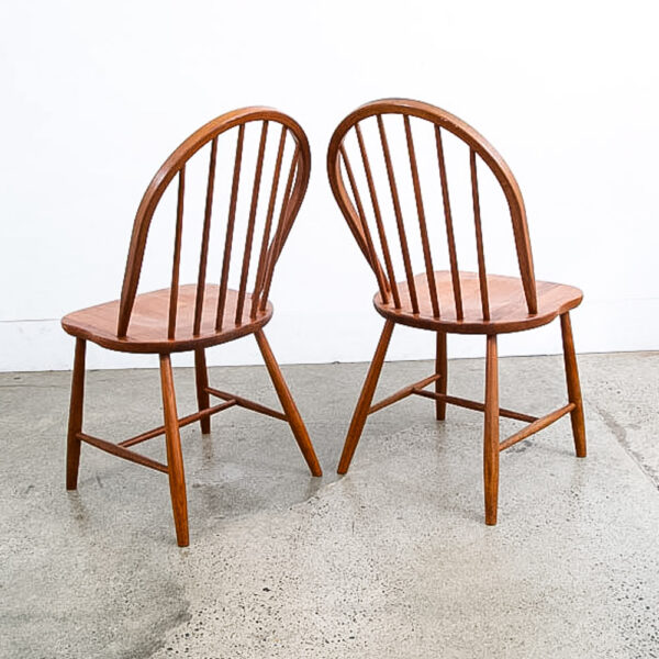 Mid Century Danish Modern Dining Chairs Set 4 Solid Teak Dark Wood Denmark Arms - Image 6