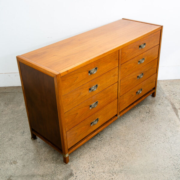 Mid Century Modern Credenza Dresser 8 Drawer Walnut Wood Danish Tung Si Vintage - Image 11