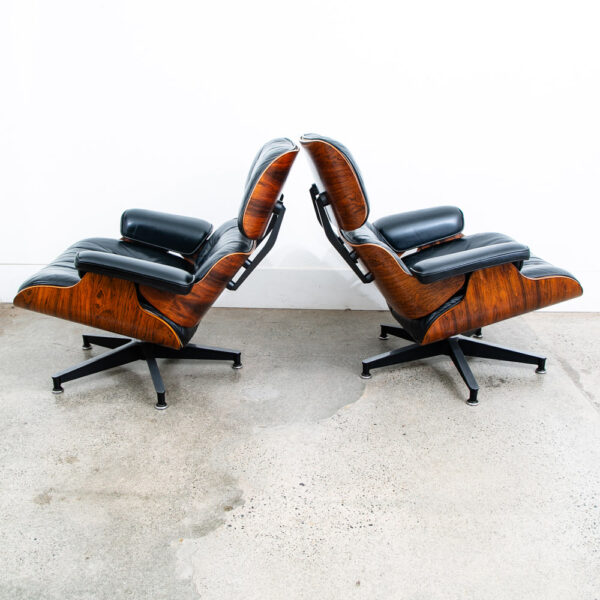 Mid Century Modern Lounge Chair Set Eames Herman Miller 670/671 Rosewood Pair - Image 5