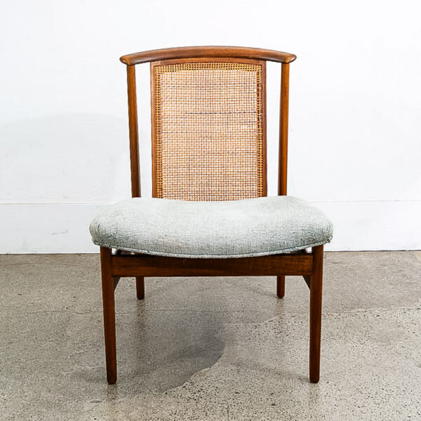 Mid Century Danish Modern Lounge Chair Folke Ohlsson Dux Sweden Cane Back Walnut - Image 2