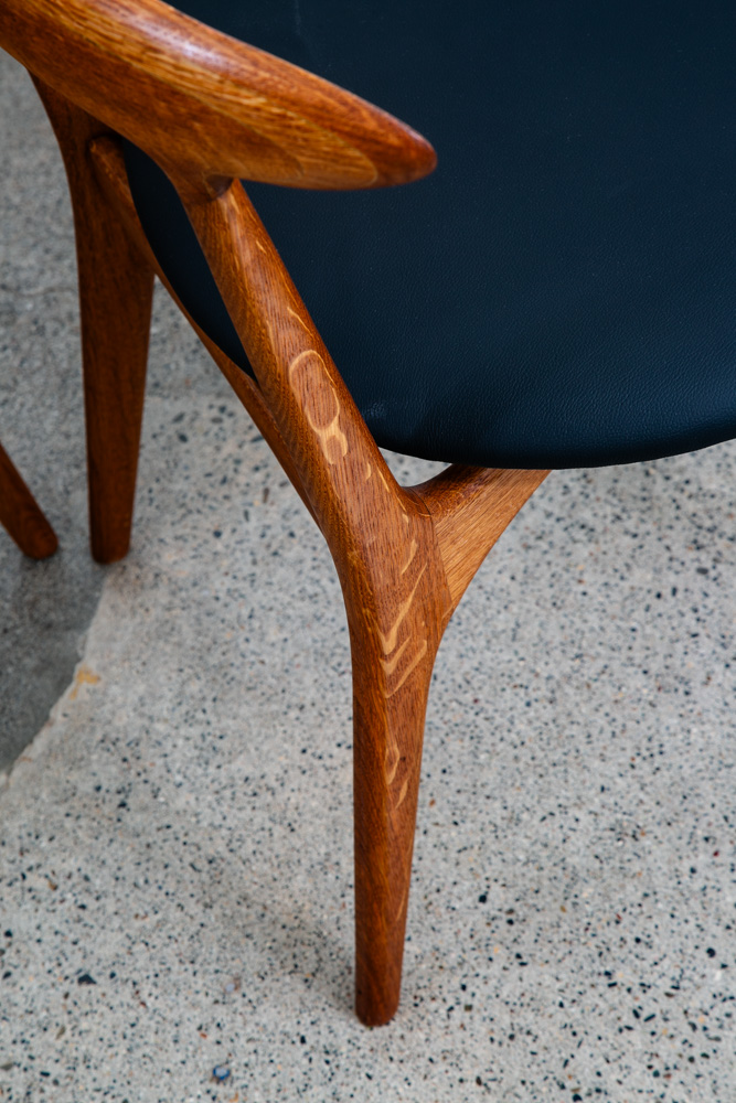 Mid Century Danish Modern Dining Chair Set Pair Two Kurt Ostervig Black Teak Oak - Image 10