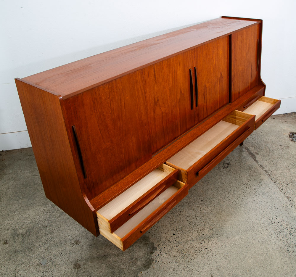 Mid Century Danish Modern Credenza Highboard Teak Wood 9 Drawers Bar Denmark Mcm - Image 12