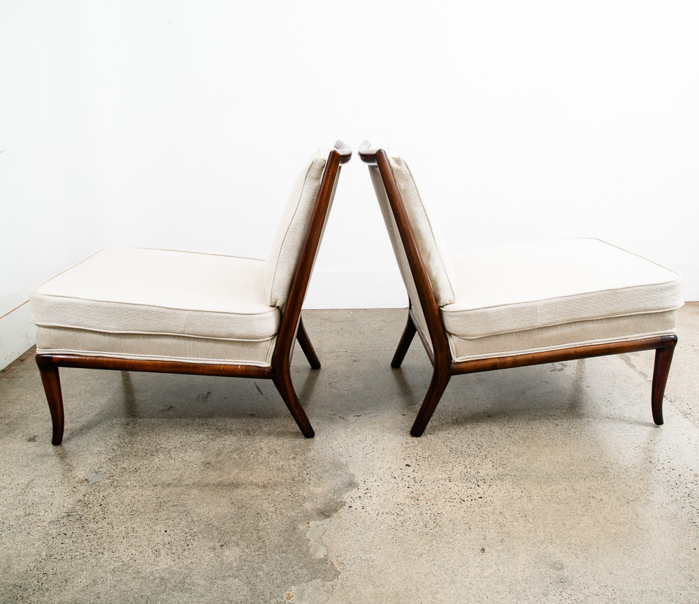Mid Century Modern Lounge Chairs Slipper T.H. Robsjohn-Gibbings Widdicomb White - Image 2