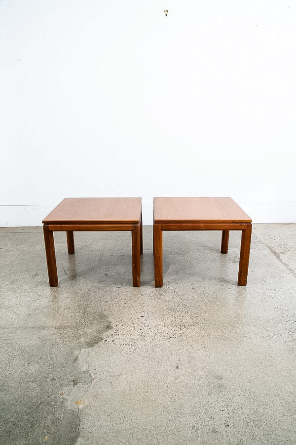 Mid Century Danish Modern End Tables Side Square Walnut Low Cube Nightstands Mcm - Image 6