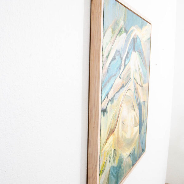 Mid Century Modern Abstract Figure Painting Original Art Blue Framed Signed - Image 6