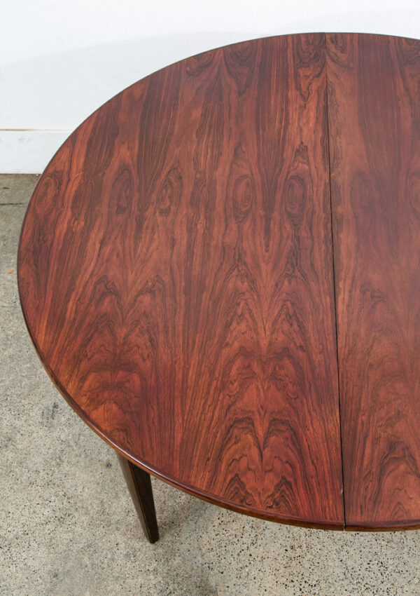 Mid Century Danish Modern Dining Table Oval Rosewood Extension x1 Denmark Round - Image 9