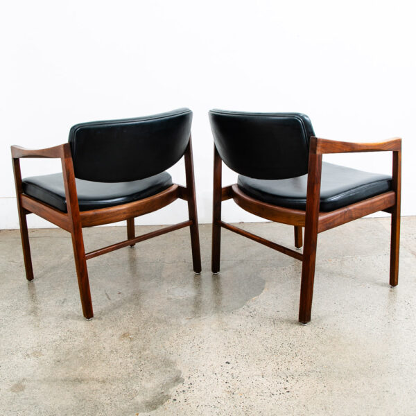 Mid Century Modern Dining Chairs Pair Solid Walnut Armchairs Captain Black Mcm - Image 3